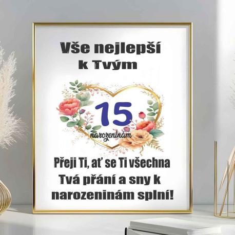 Fotoobraz Přání k 15 narozeninám