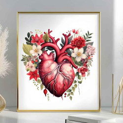 Dárkový obraz - Tlukot Srdce s květinami