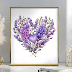 Dárkový obraz - Srdce s fialových květin