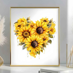 Dárkový obraz - Srdce s slunečnice