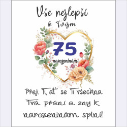 Papírové přání k 75 narozeninám
