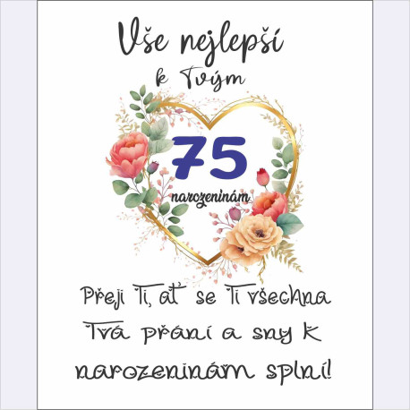 Papírové přání k 75 narozeninám