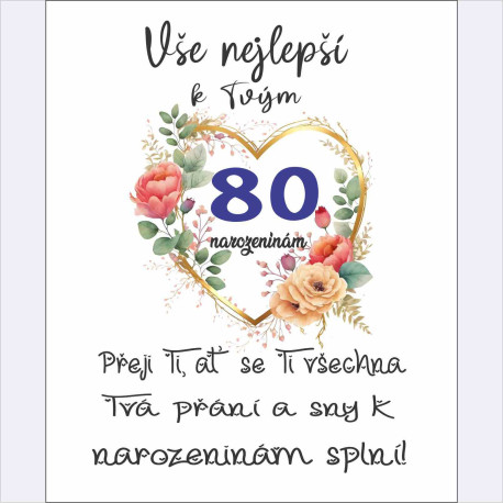 Papírové přání k 80 narozeninám