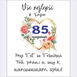 Papírové přání k 85 narozeninám