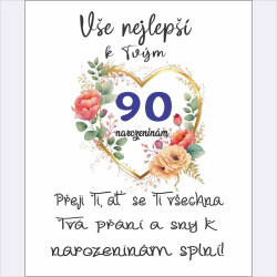 Papírové přání k 90 narozeninám