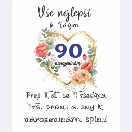 Papírové přání k 90 narozeninám