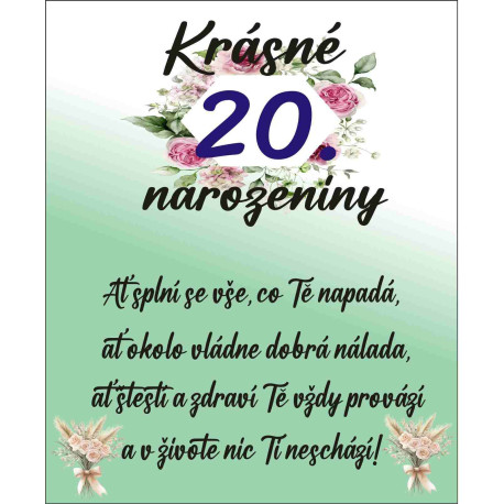 Papírové přání k 20 narozeninám - Krásné narozeniny