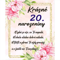 Papírové přání k 20 narozeninám - Krásné narozeniny