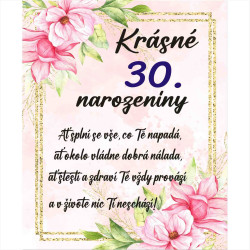 Papírové přání k 30 narozeninám - Krásné narozeniny