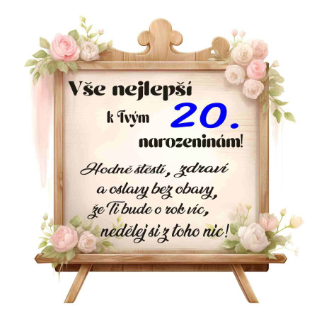 Papírové přání k 20 narozeninám Hodně stěstí