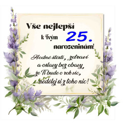 Papírové přání k 25 narozeninám Hodně stěstí