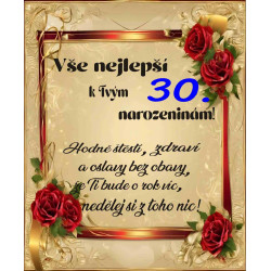 Papírové přání k 30 narozeninám Hodně stěstí