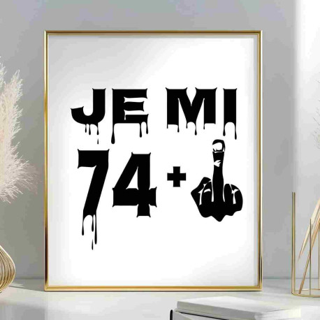 Obraz k 75. narozeninám – Je mi 74 plus prostředníček