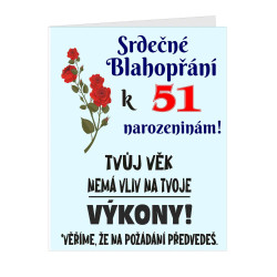Blahopřání k 51 narozeninám - Tvůj věk nemá vliv na tvoje výkony