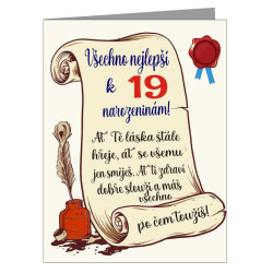 Papírové přání k 19 narozeninám v ornamentu