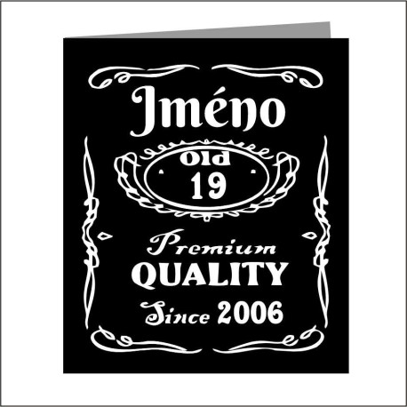 Přání k 19 narozeninám s volbou jména v motivu Jack Daniels