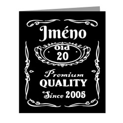 Přání k 20 narozeninám s volbou jména v motivu Jack Daniels