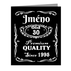 Přání k 30 narozeninám s volbou jména v motivu Jack Daniels