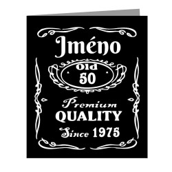 Originální přání k 50 narozeninám s volbou jména v motivu Jack Daniels