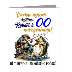 Přání – Všechno nejlepší skvělému rybáři k narozeninám s volbou věku
