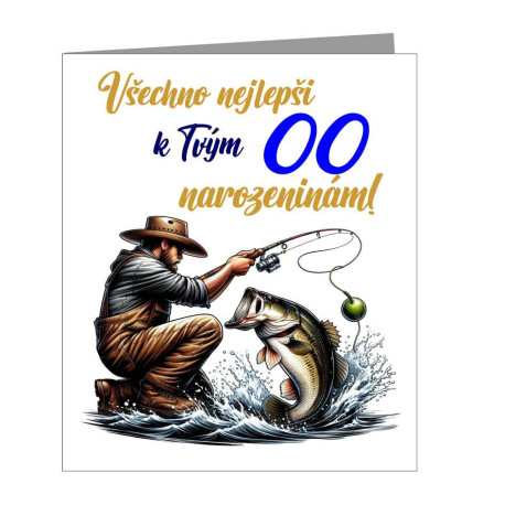 Přání pro rybáře - Všechno nejlepší k tvým narozeninám s volbou narozenin