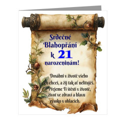 Srdeční blahopřání k 21 narozeninám v ornamentu