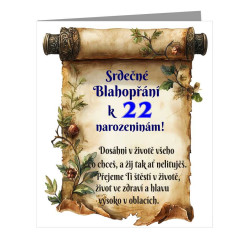 Srdeční blahopřání k 22 narozeninám v ornamentu