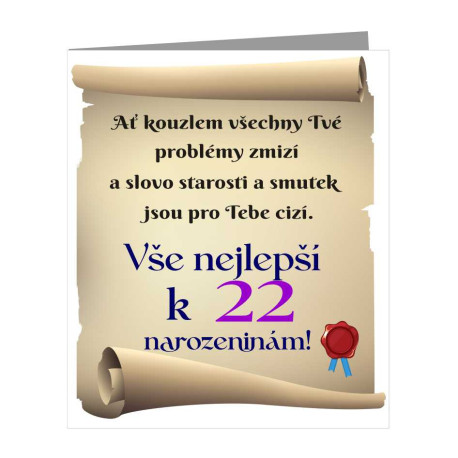 Přání k 22 narozeninám