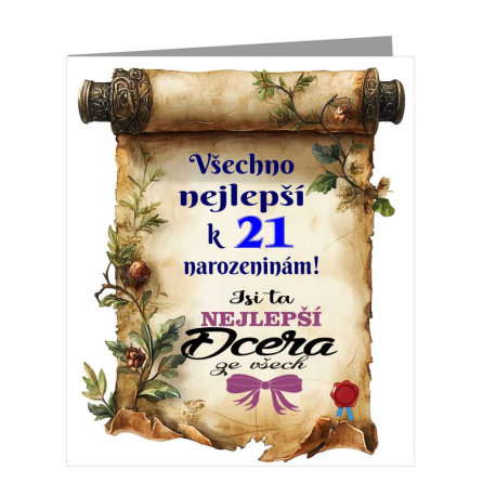 Přání k 21 narozeninám pro dceru