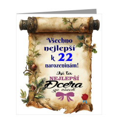 Přání k 22 narozeninám - jsi ta nejlepší dcera ze všech