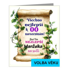 Blahopřání pro manželku k narozeninám s možností volby věku