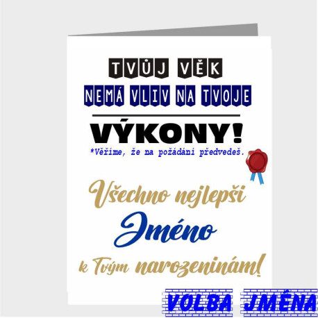 Originální přání k 50. narozeninám s vlastní volbou jména