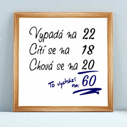 Obraz - Vypadá na 22, cítí se na 18, chová se na 20, to vychází na 60