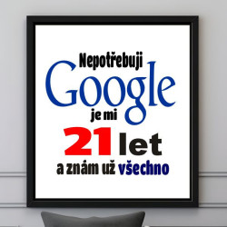 Obraz s vtipným textem k 21. narozeninám – Nepotřebuji Google