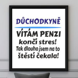 Důchodkyně vítám penzi - Obraz s vtipným potiskem