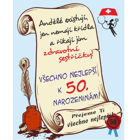 Přání k 50. narozeninám pro Zdravotní sestru