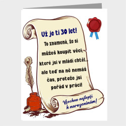 Originální vtipné přání k 30. narozeninám – Už ti je 30