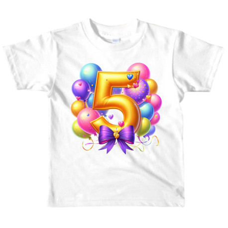 Dětské narozeninové tričko - 5 roků s balónky