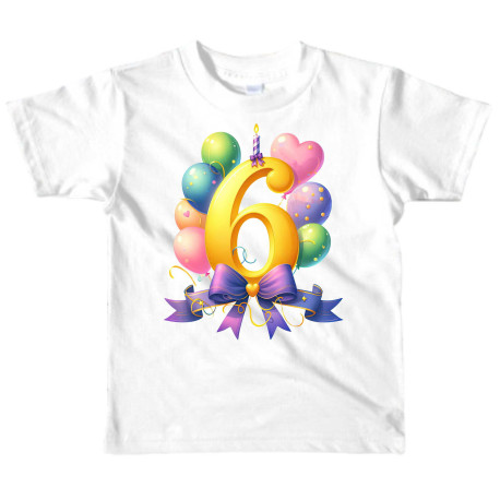 Dětské narozeninové tričko - 6 roků s balónky