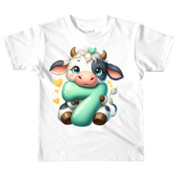 Dětské tričko k 7 narozeninám s kravičkou