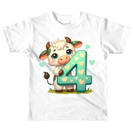 Dětské tričko k 4 narozeninám s kravičkou