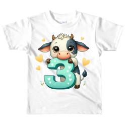 Dětské tričko k 3 narozeninám s kravičkou