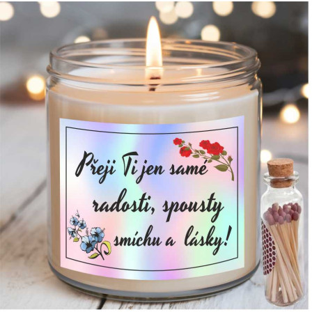 Svíčka k 50. narozeninám – Přeju ti jen samé radosti spoustu smíchu a lásky