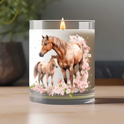 Vonná svíčka s potiskem Koně s hříbátkem
