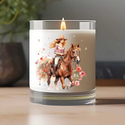 Vonná svíčka s potiskem koně s jezdkyni