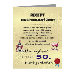 Přání k 50 narozeninám - Recept na spokojený život