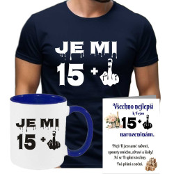 Tričko k 16 narozeninám -  Je mi 15 plus prostředníček
