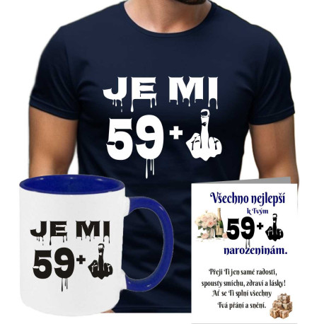 Pánské tričko k 60 narozeninám Je mi 59 plus prostředníček