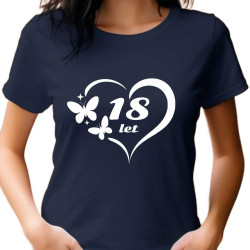 Dámské tričko –  18 let v srdci s motýlky
