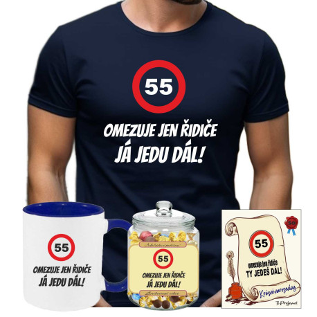 Narozeninové tričko - 55 omezuje jen řidiče, já jedu dál!